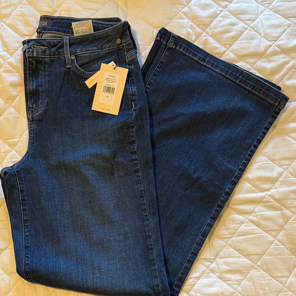 NWT NYDJ Dark Blue Teresa Wide Leg Jeans
